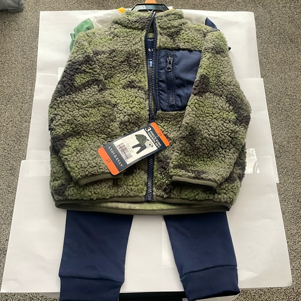 Andy y Evan 3 - Piece Kids Sherpa Set Size, 2T Color Camo / Z1